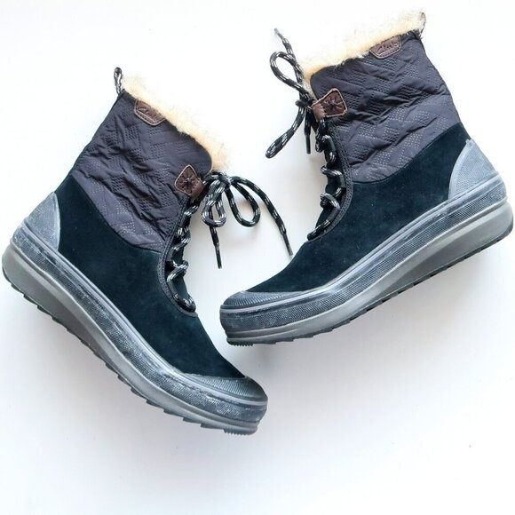 Clarks Suede Leather Nylon Rubber Fur Waterproof Lace-up Winter Rain Boots 7.5 - Picture 16 of 16